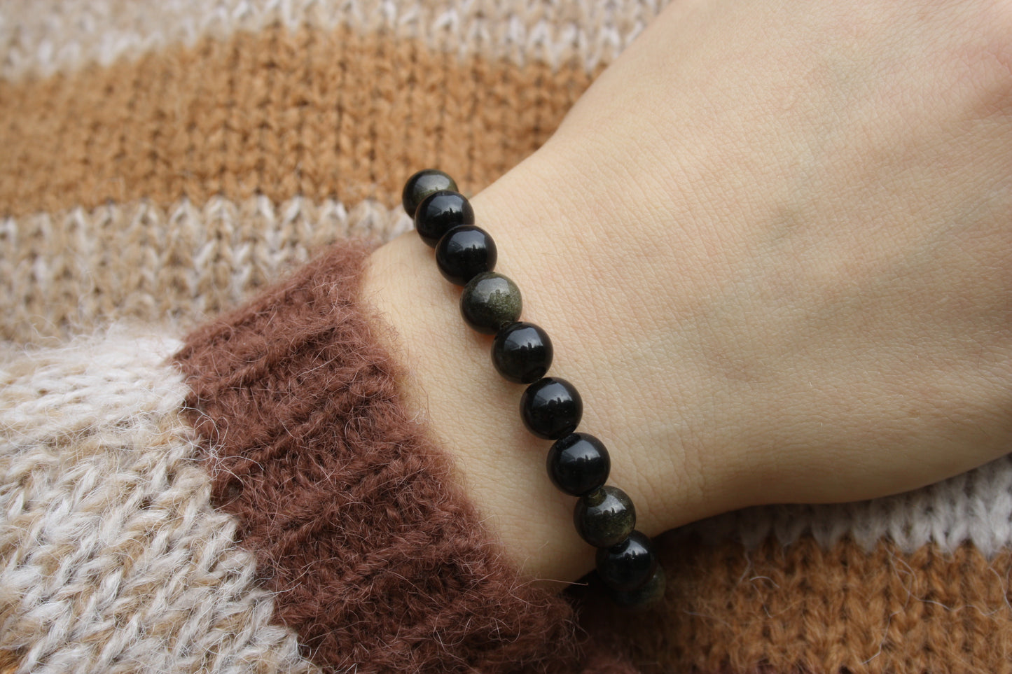 Nahle® 8mm Naturstein-Armband Goldener Obsidian