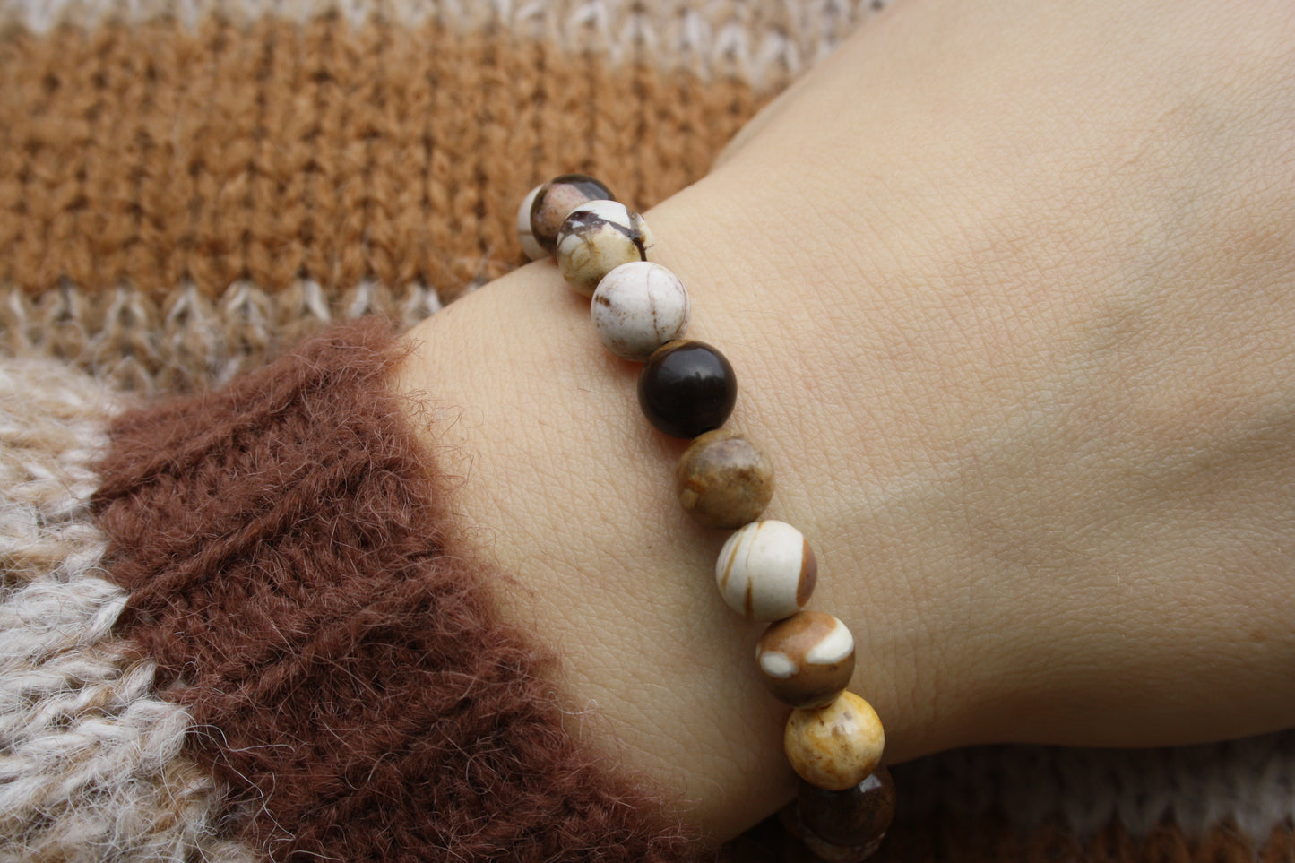 Nahle® 8mm Naturstein-Armband Milk Jasper