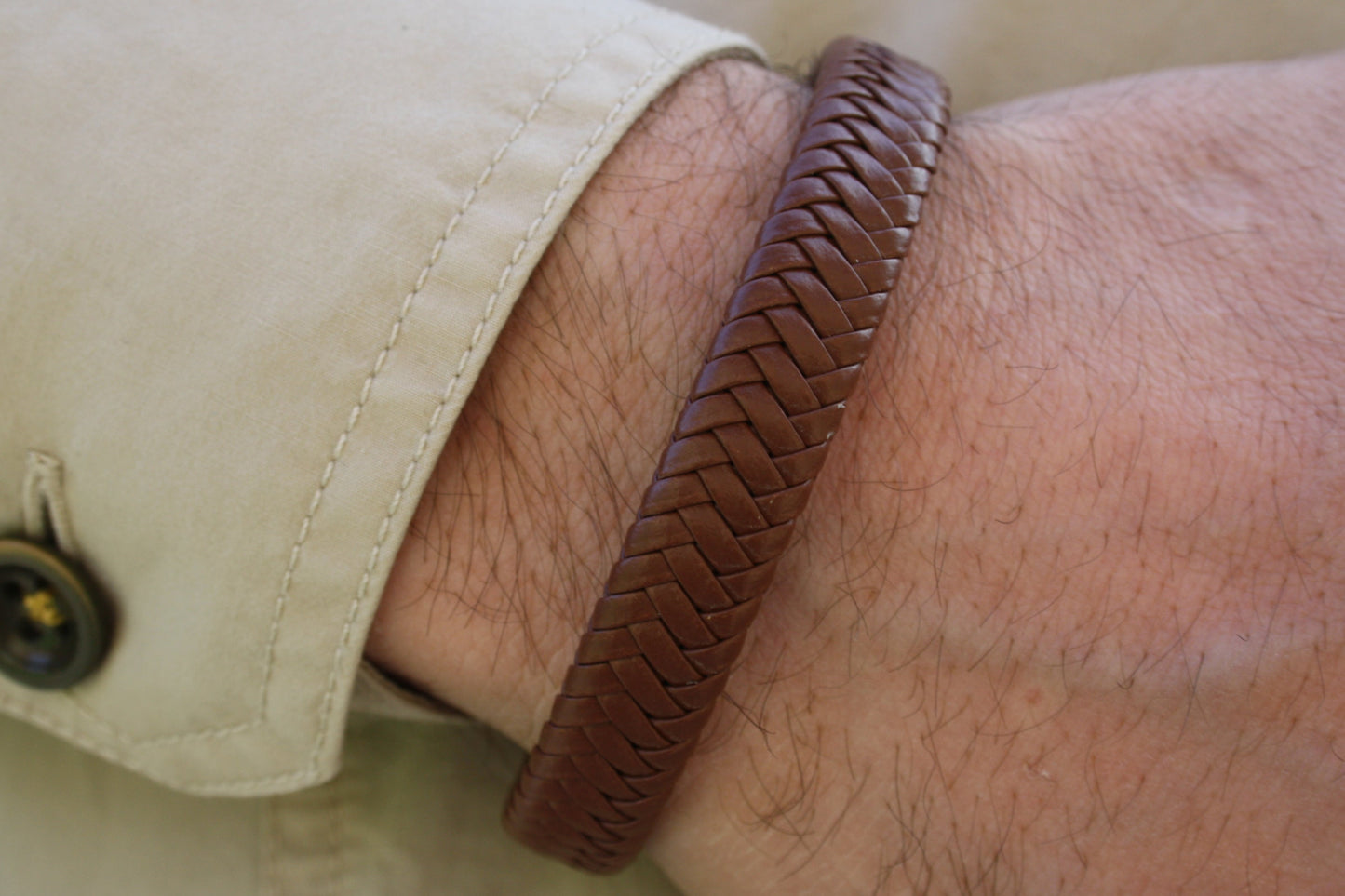 Lederarmband Braun geflochten