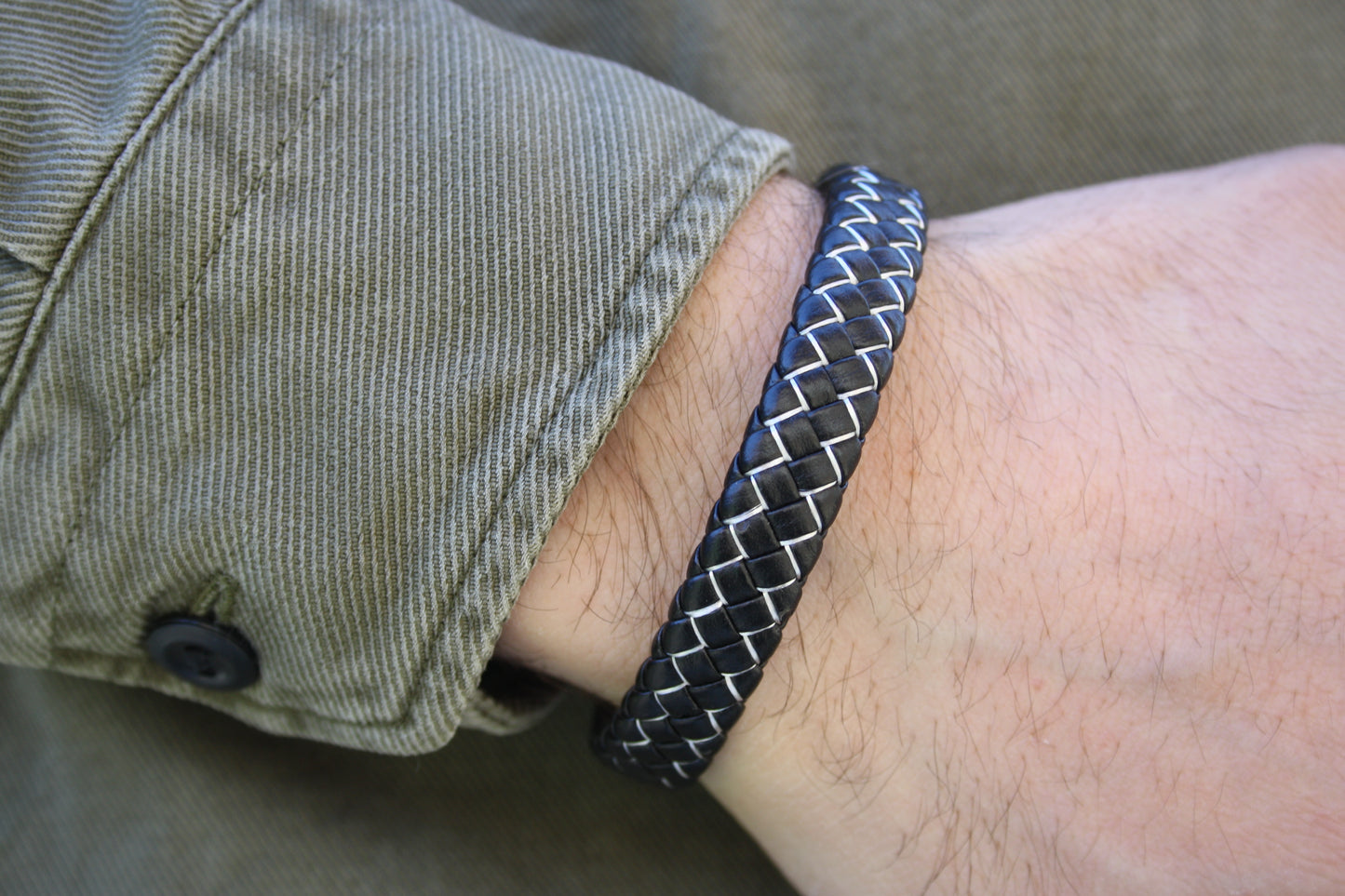 Lederarmband Weiß geflochten