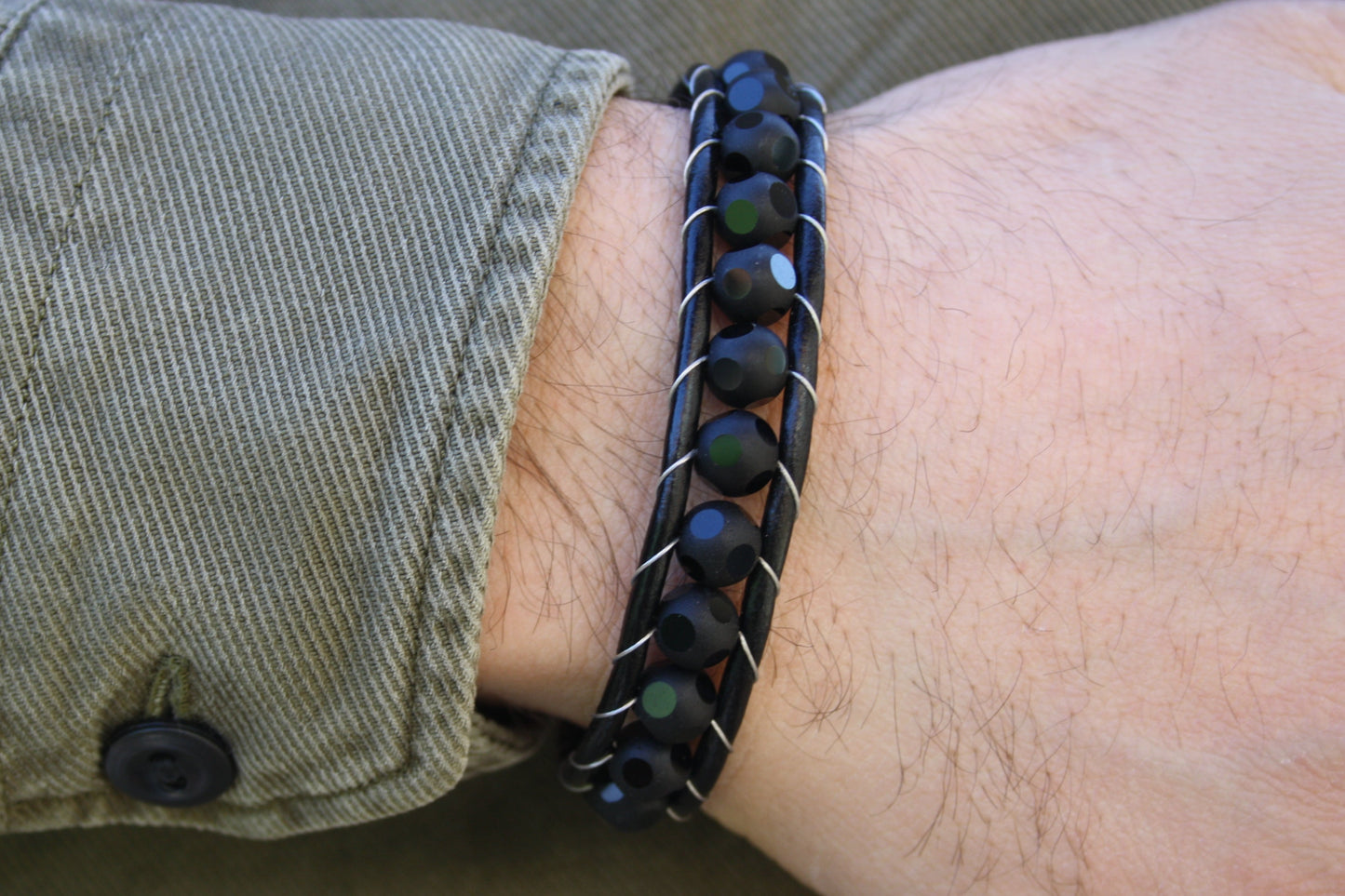 Lederarmband Onyx