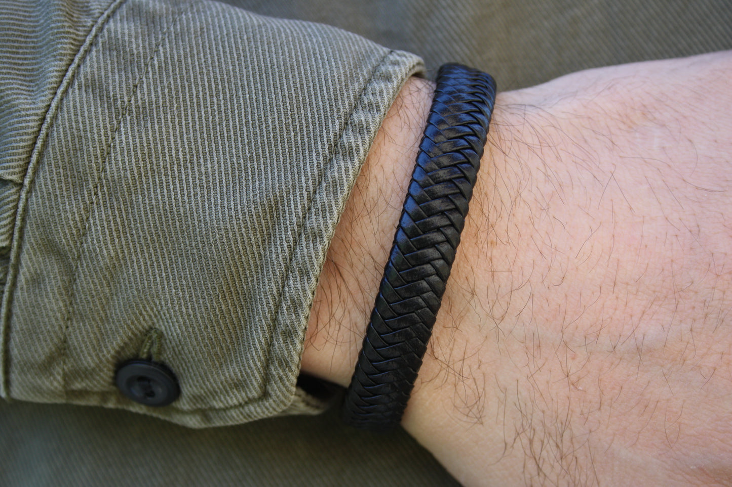 Lederarmband Schwarz geflochten
