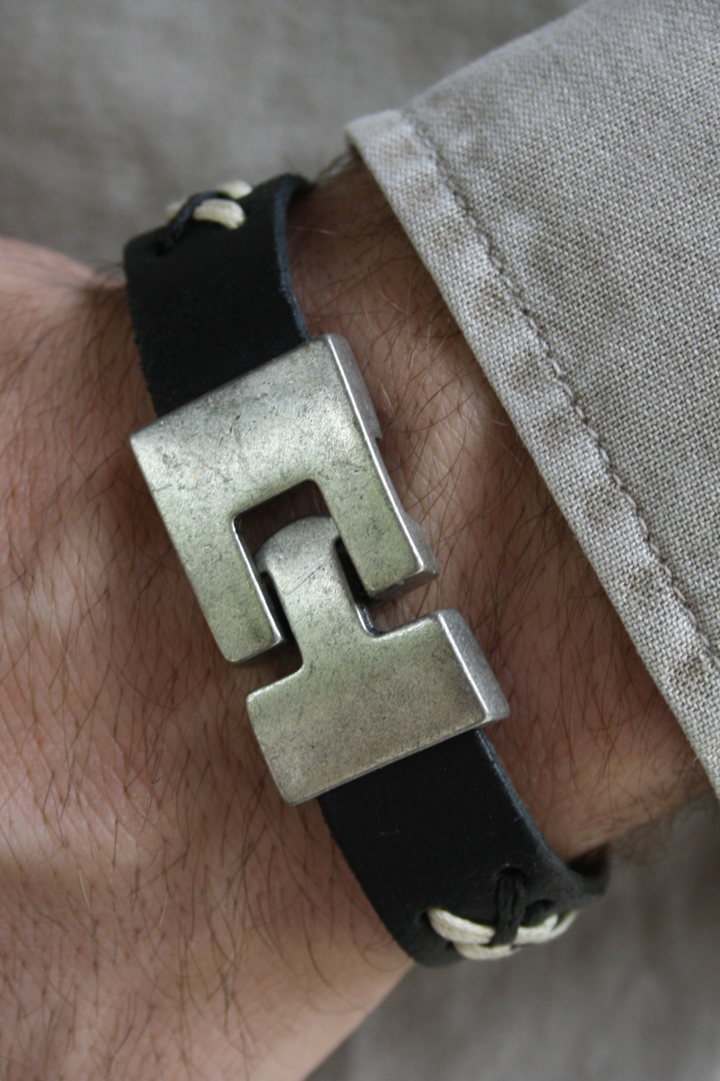 Lederarmband Schwarz geflochten
