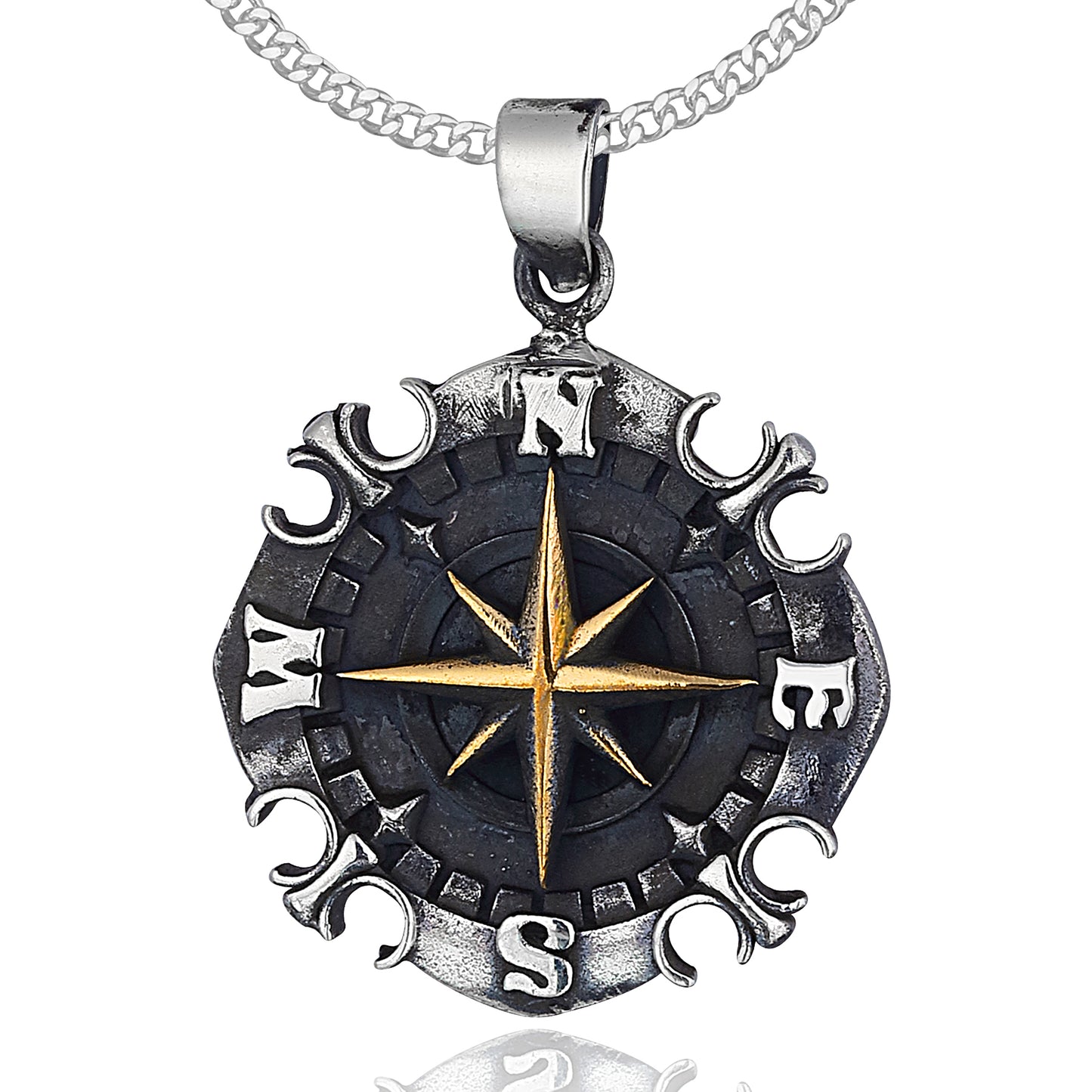 Silber Panzerkette Kompass