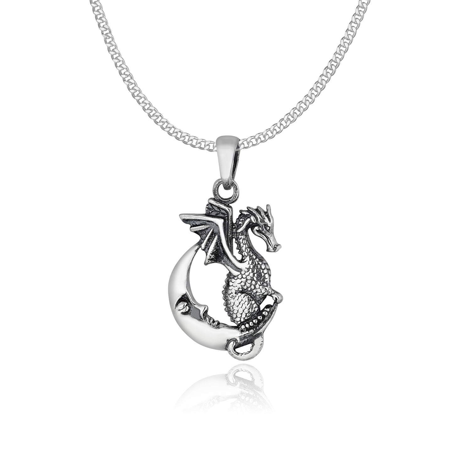 Silber Panzerkette Drache auf Mond