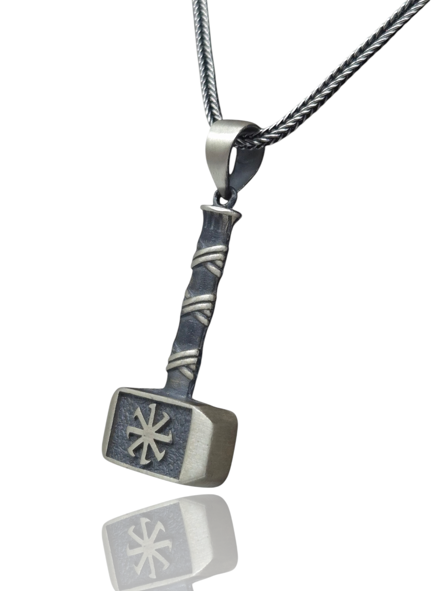 Silber Fuchsschwanzkette Wikinger-Hammer