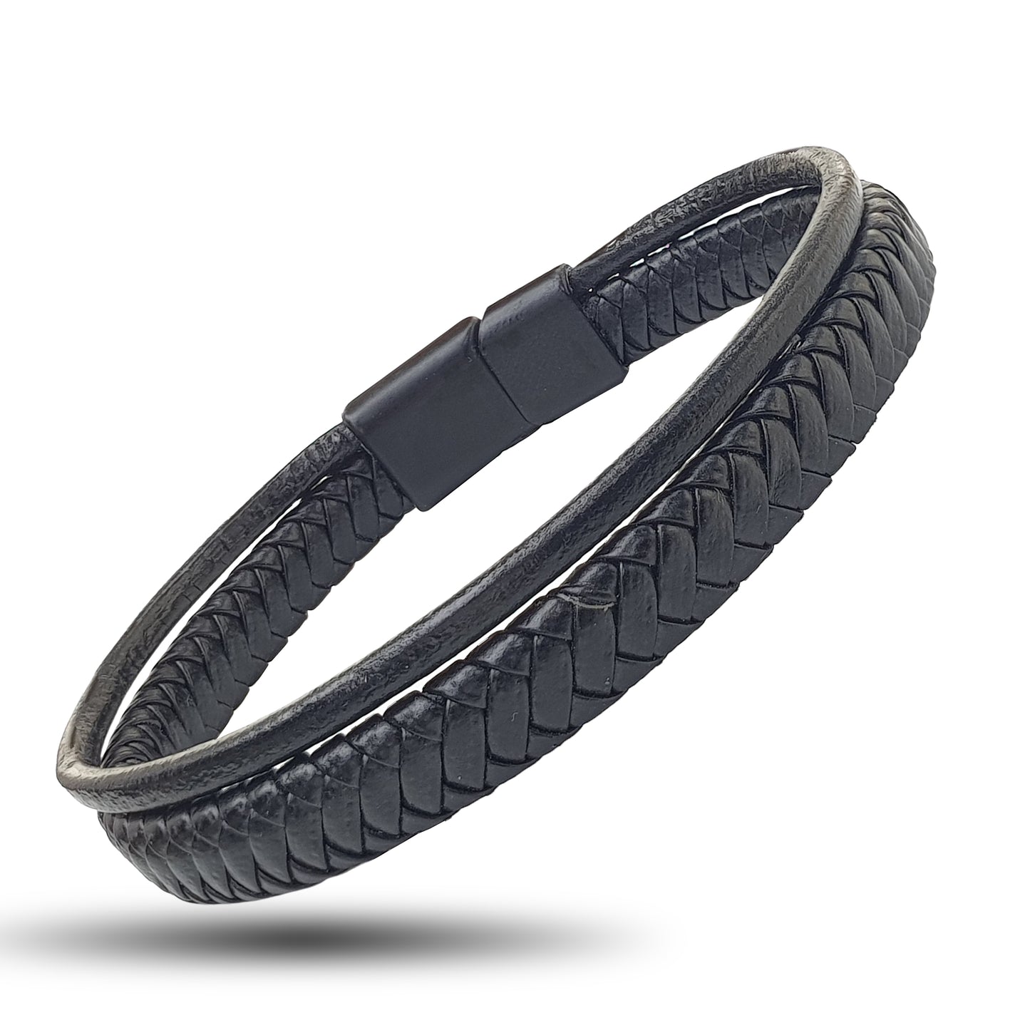 Lederarmband Schwarz geflochten
