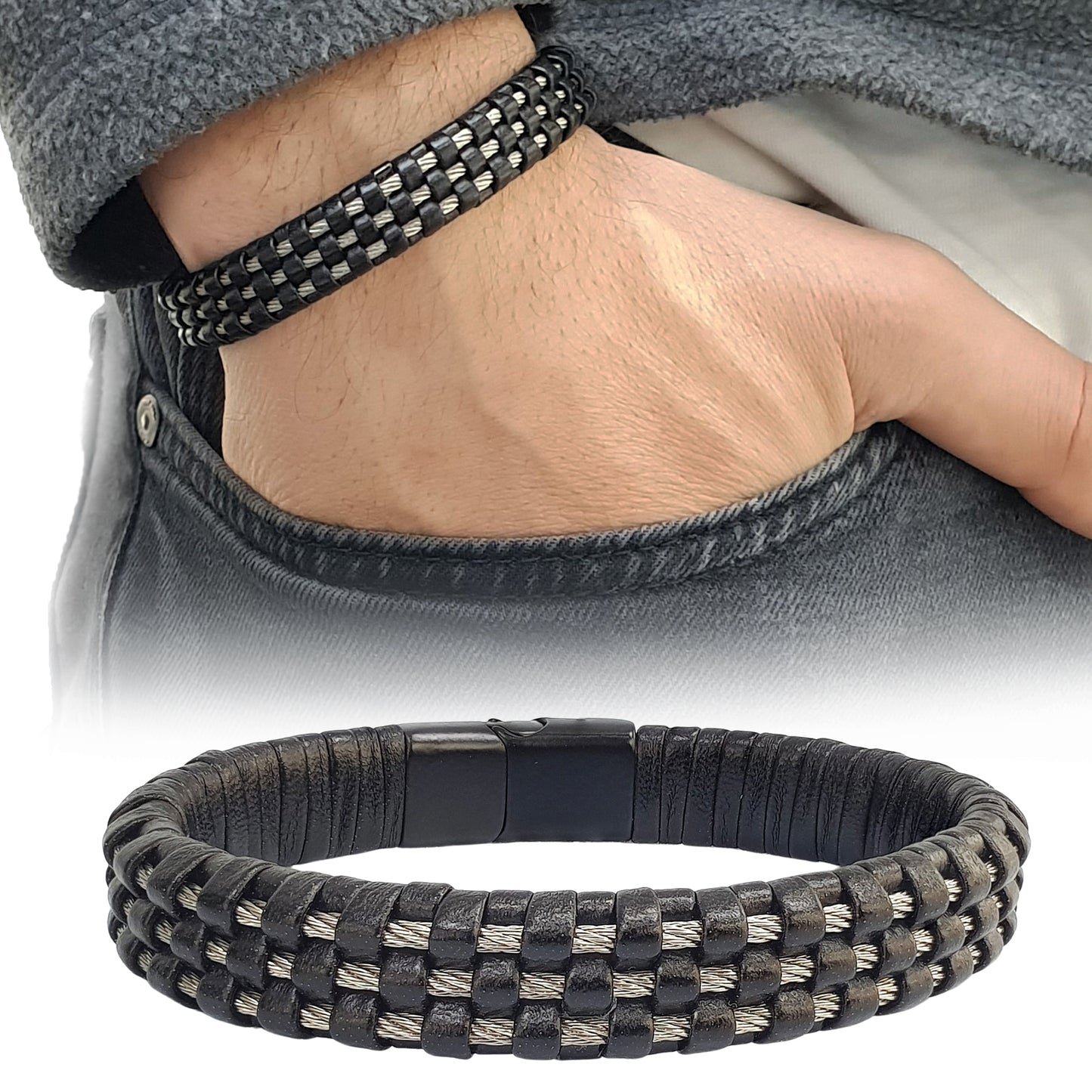 Lederarmband Edelstahl