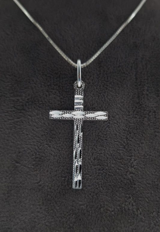 Silberhalskette Modernes Kreuz