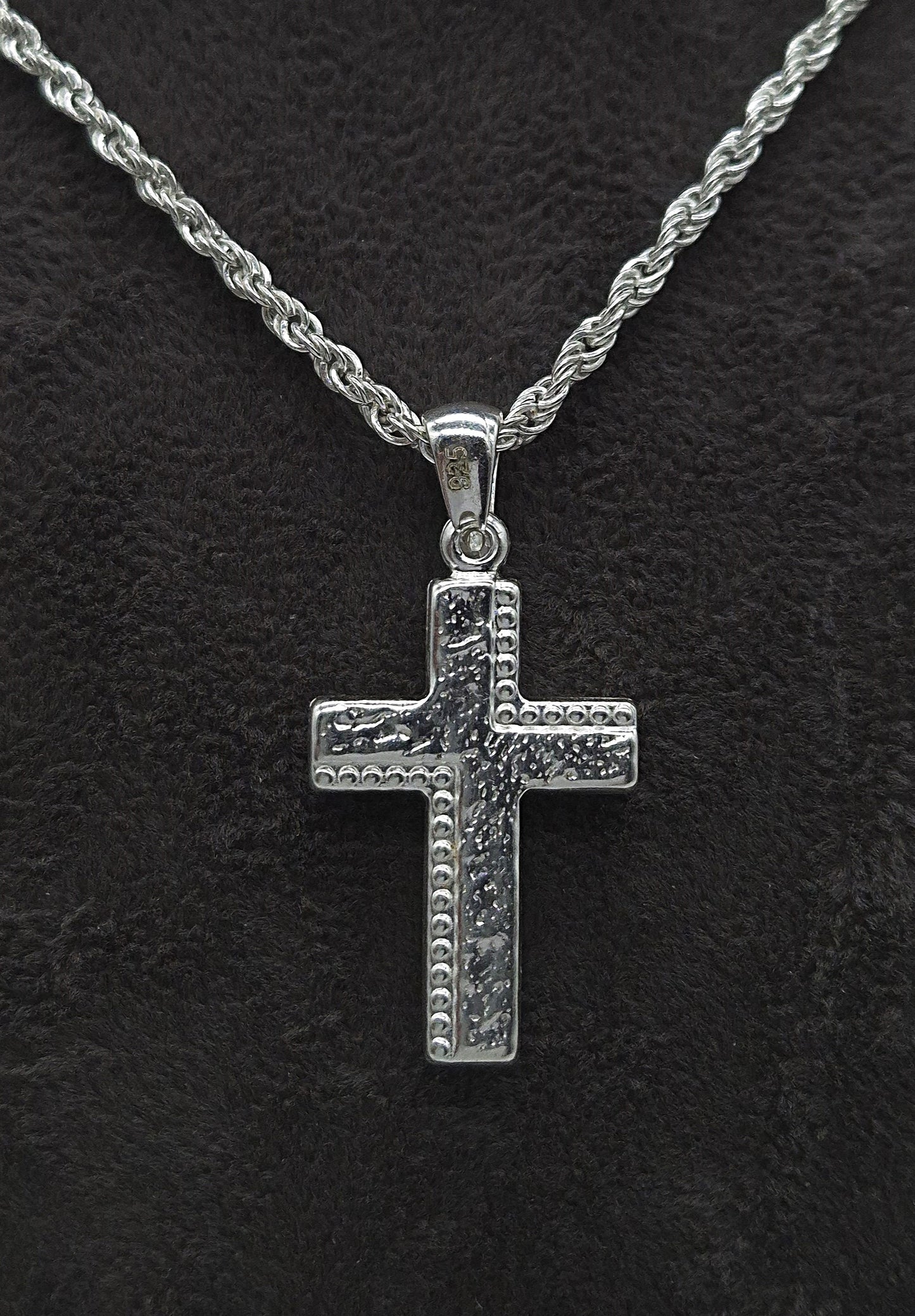 Silber Kordellkette 925 Wendekreuz Anhänger