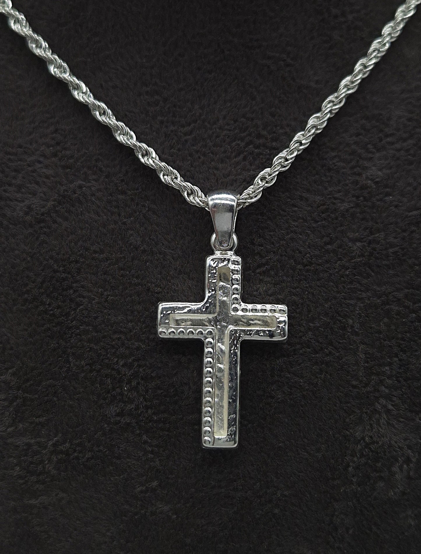 Silber Kordellkette 925 Wendekreuz Anhänger