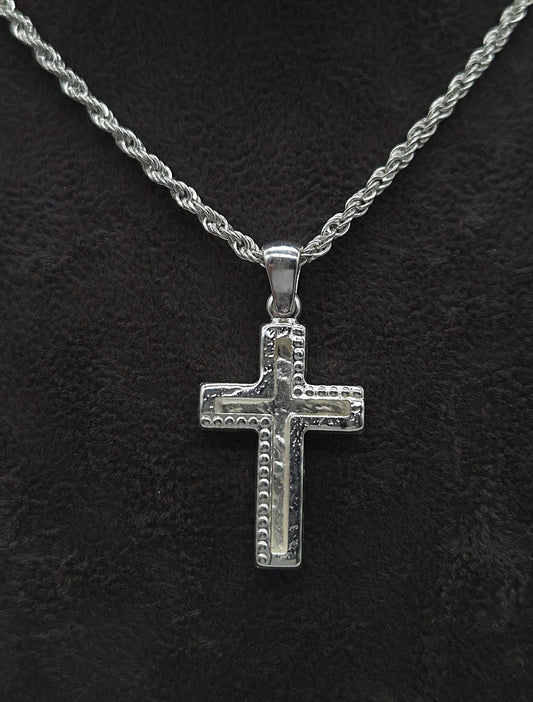 Silber Kordellkette 925 Wendekreuz Anhänger