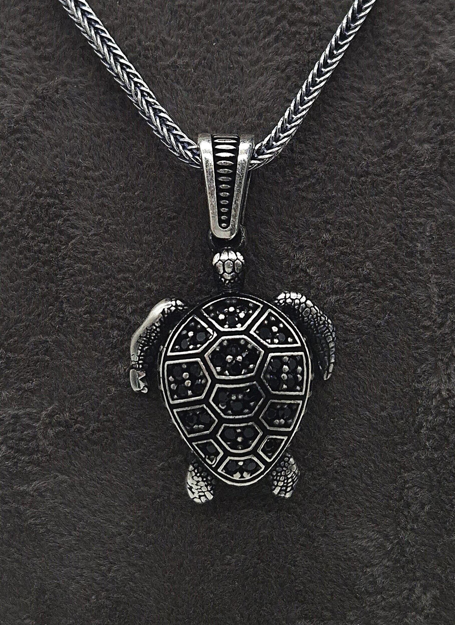 Silber Fuchsschwanzkette 925 Schildkröte Anhänger
