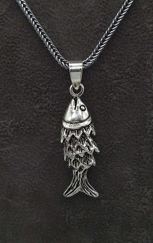 Silber Fuchsschwanzkette 925 beweglicher Fisch Anhänger