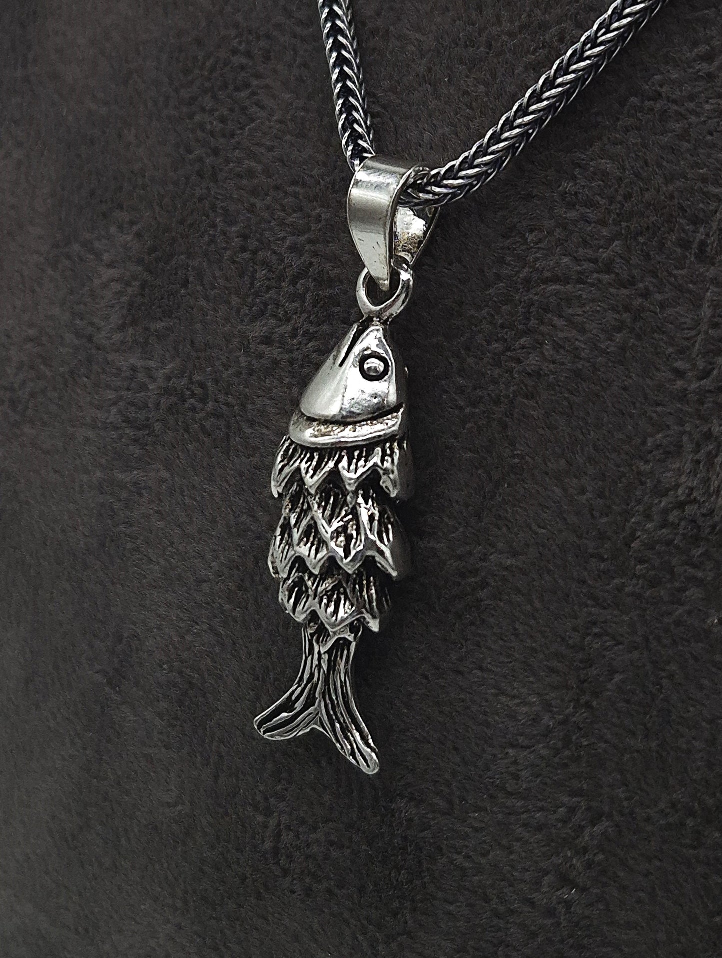 Silber Fuchsschwanzkette 925 beweglicher Fisch Anhänger