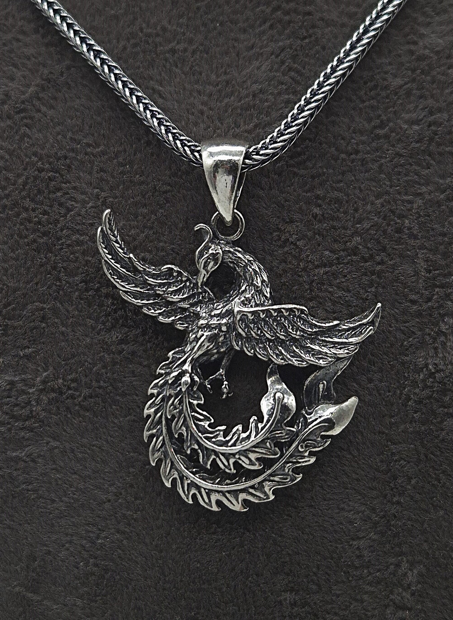 Silber Fuchsschwanzkette 925 Phönix Anhänger