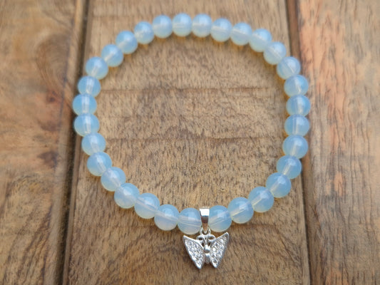 Nahle® 6mm Naturstein-Armband 925 Silber Schmetterling