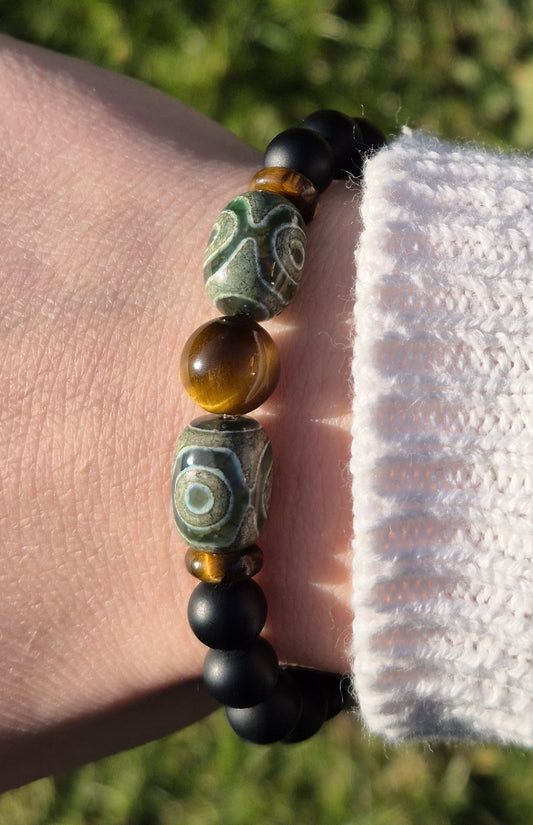 Nahle® 8mm Naturstein-Armband Onyx 10mm Tigerauge