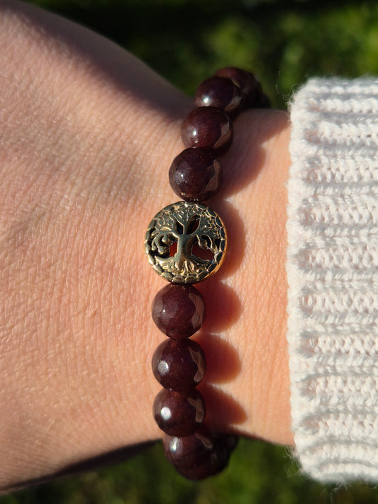 Nahle® 8mm Naturstein-Armband facettierter Achat Lebensbaum