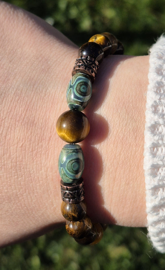 Nahle® 8mm Naturstein-Armband 10mm Tigerauge