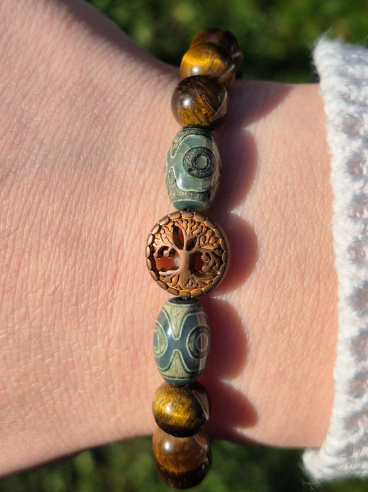 Nahle® 8mm Naturstein-Armband Tigerauge Lebensbaum