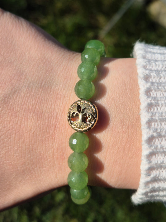 Nahle® 8mm Naturstein-Armband facettierter Aventurin Lebensbaum
