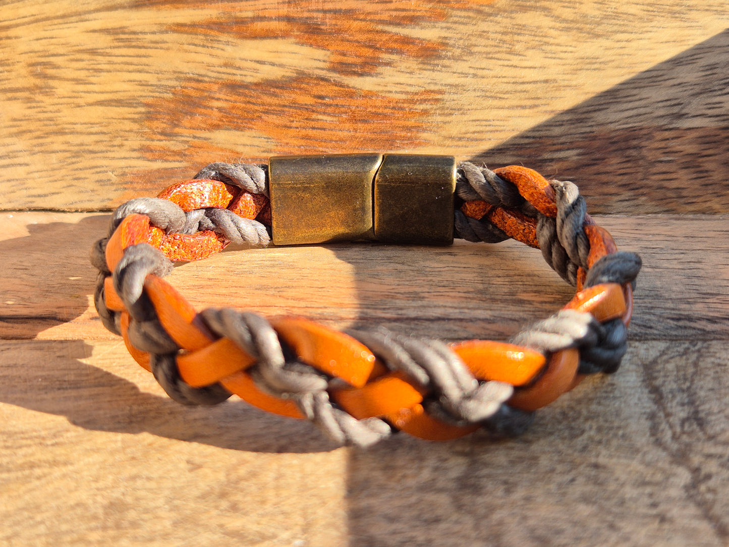 Lederarmband Braun mit Dunkelgrüner Kordell