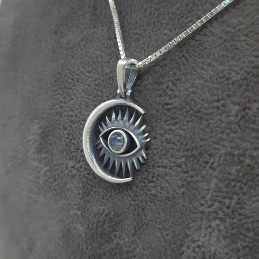 Silber Halskette mit 925 Silber Mondsternanhänger