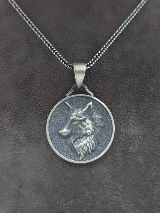 Silber Fuchsschwanzkette 925 Wolfanhänger