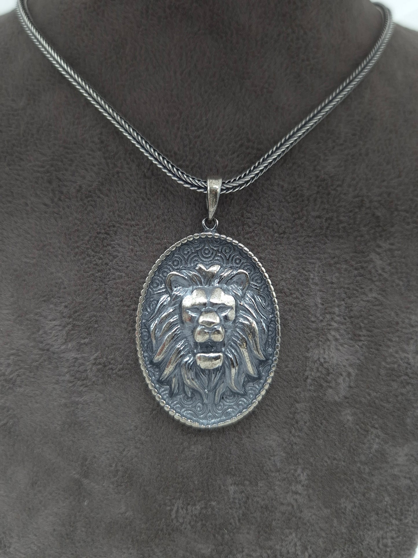 Silber Fuchsschwanzkette 925 Löwenkopf