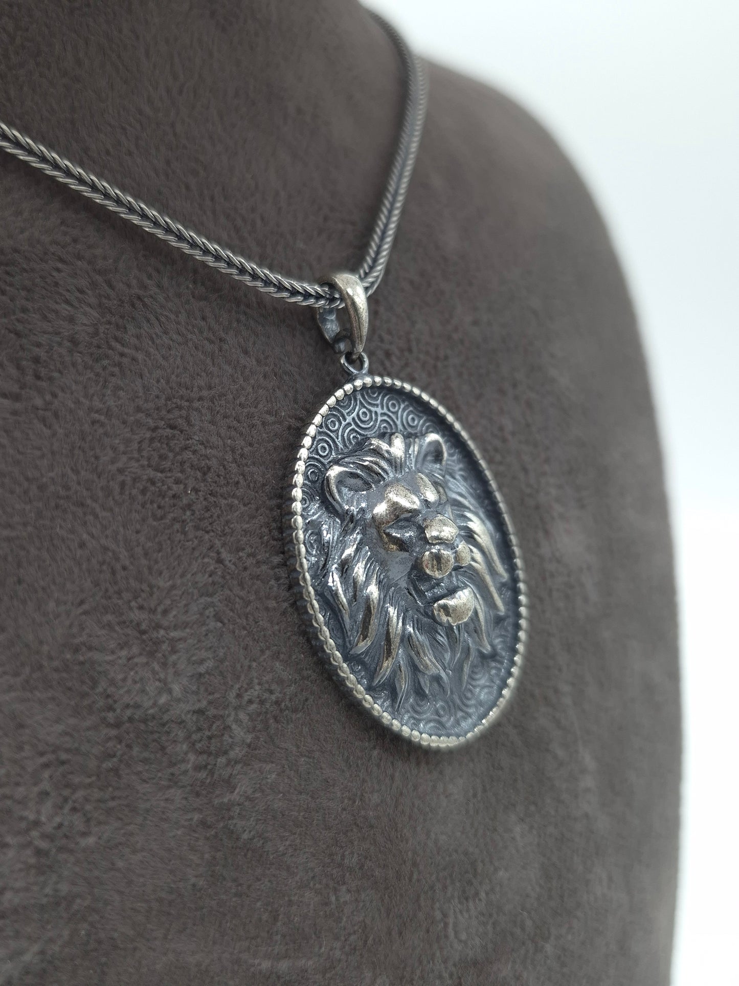 Silber Fuchsschwanzkette 925 Löwenkopf