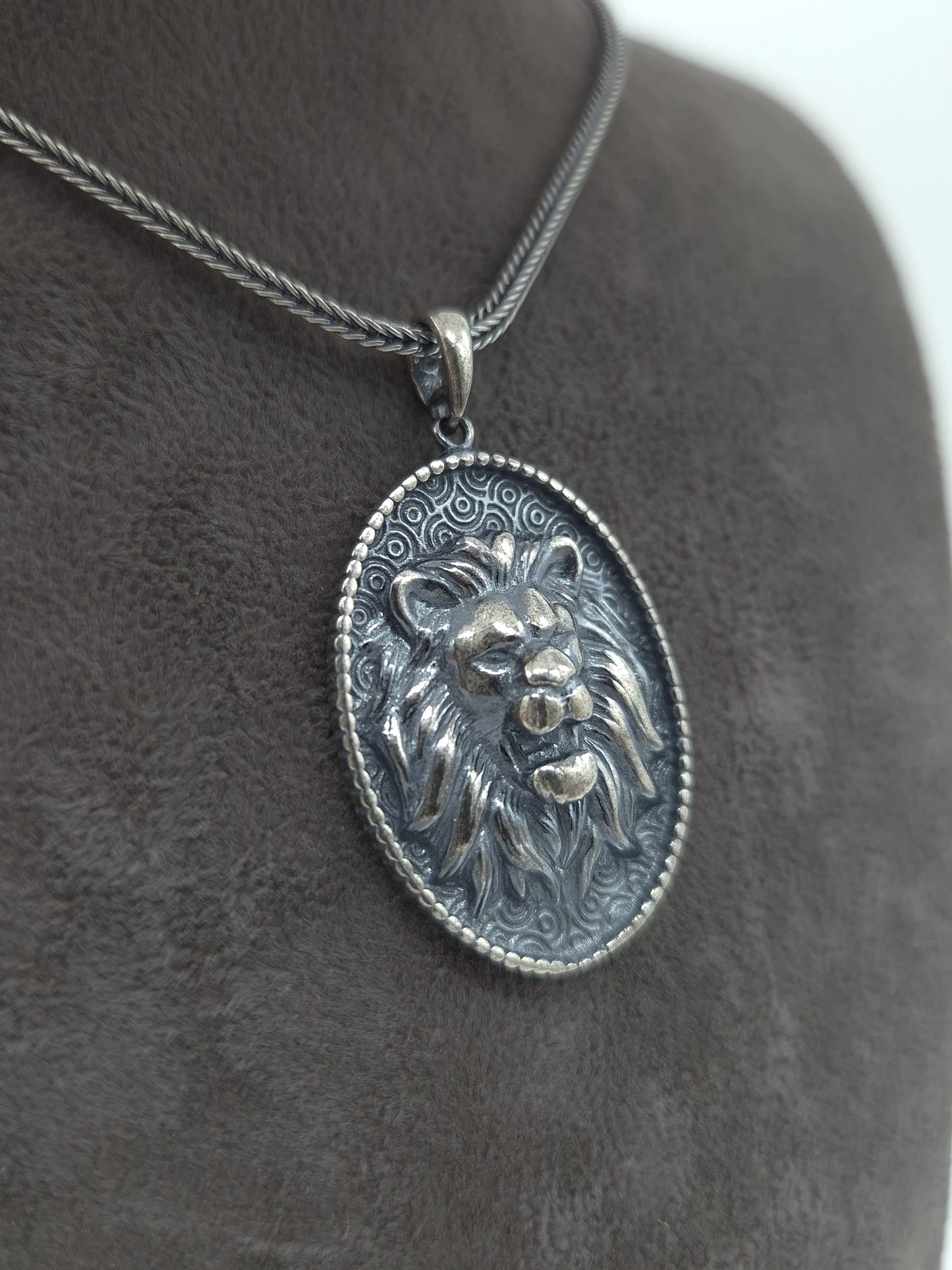 Silber Fuchsschwanzkette 925 Löwenkopf