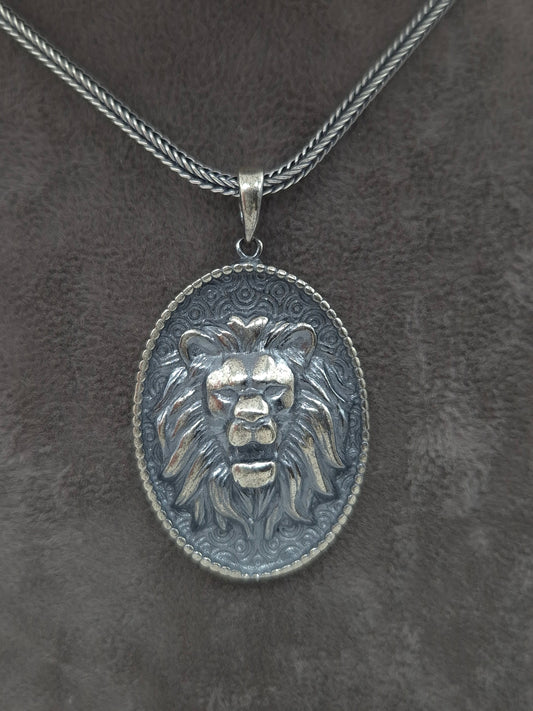 Silber Fuchsschwanzkette 925 Löwenkopf