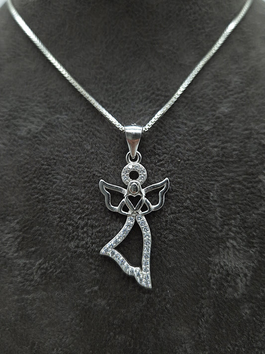 Silber Halskette 925 Engel Anhänger
