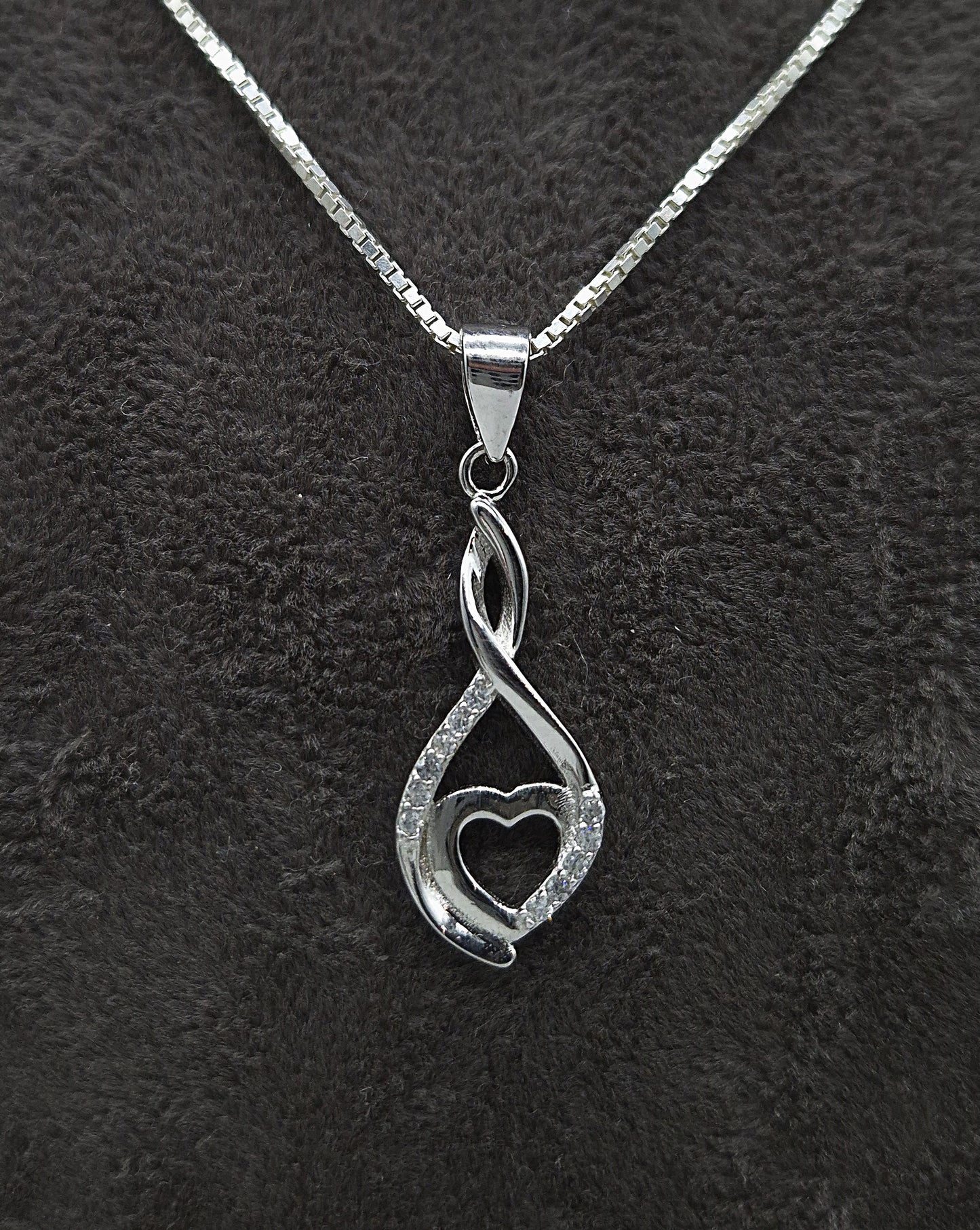 Silber Halskette 925 Infinity-Herz Anhänger