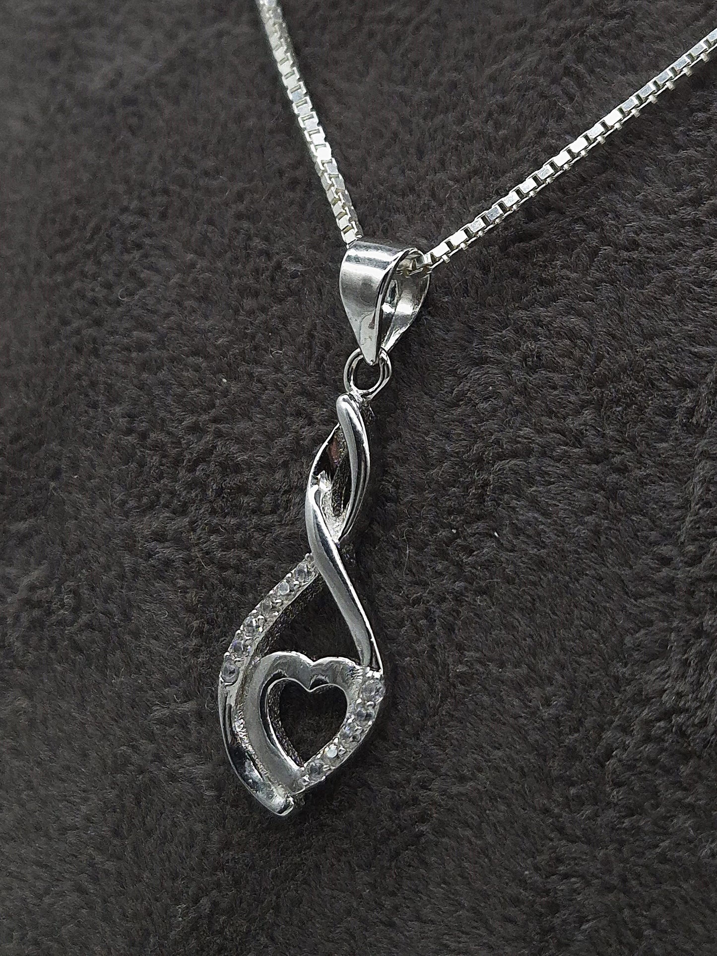 Silber Halskette 925 Infinity-Herz Anhänger