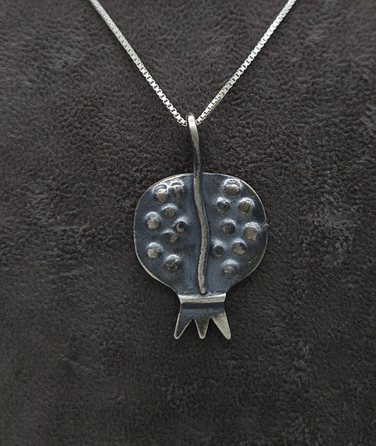 Silber Halskette 925 Granatapfel Anhänger