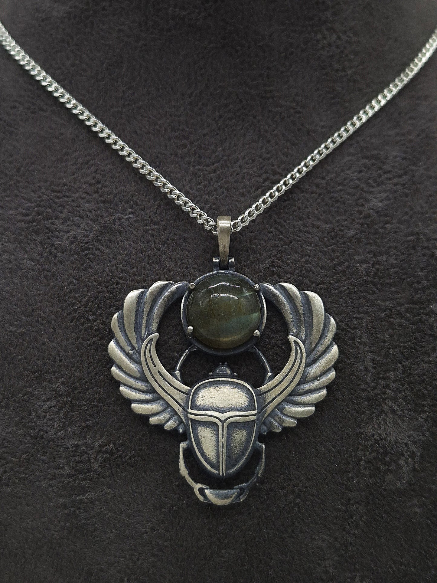 Silber Panzerkette 925 Skarabäus Anhänger