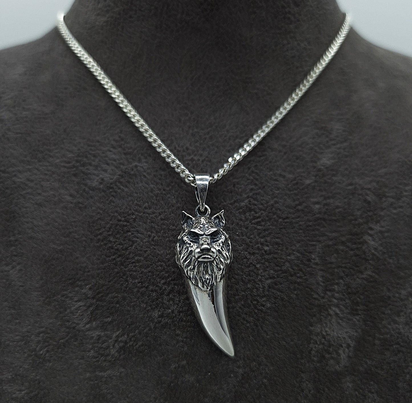 Silber Panzerkette 925 Wolfskopf Anhänger