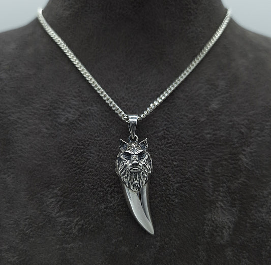 Silber Panzerkette 925 Wolfskopf Anhänger