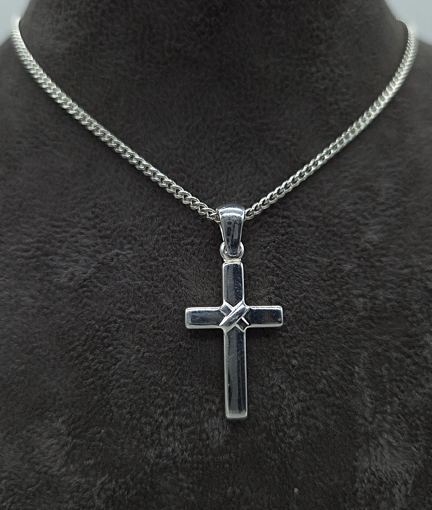 Silber Panzerkette 925 Kreuz Anhänger