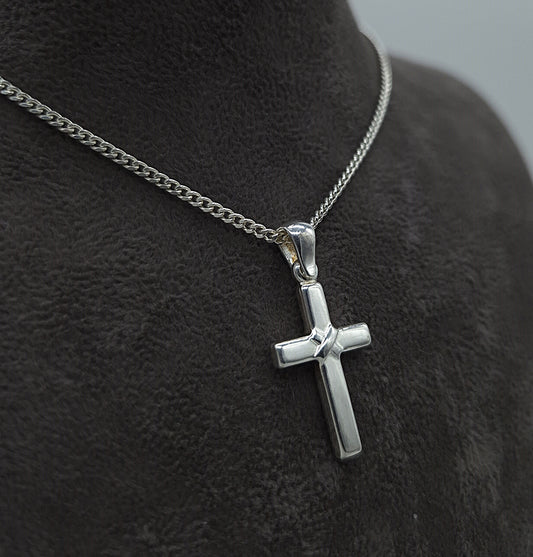 Silber Panzerkette 925 Kreuz Anhänger