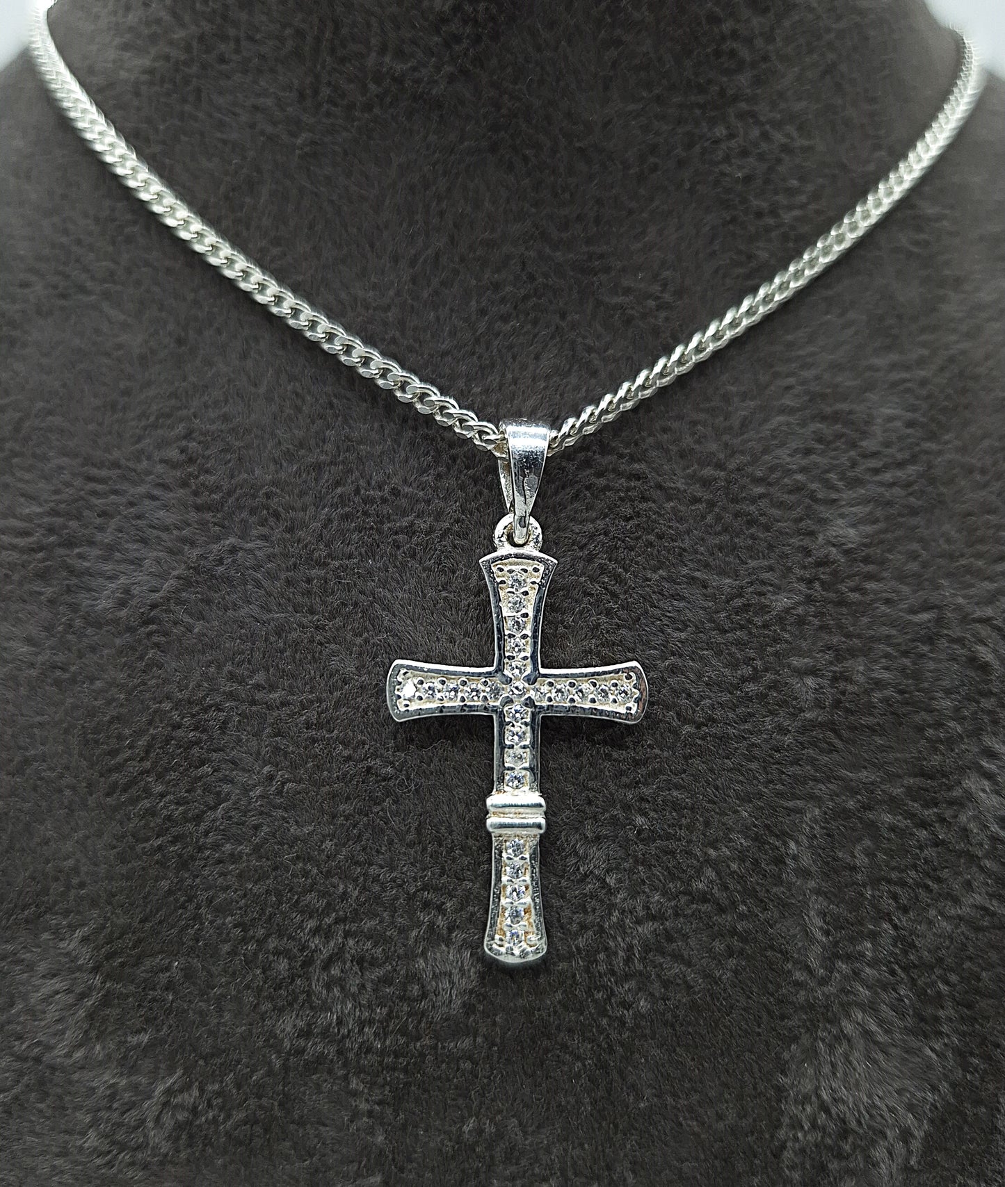 Silber Panzerkette 925 Kreuz Anhänger