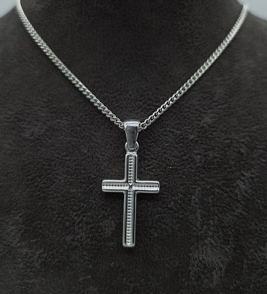 Silber Panzerkette 925 Kreuz Anhänger