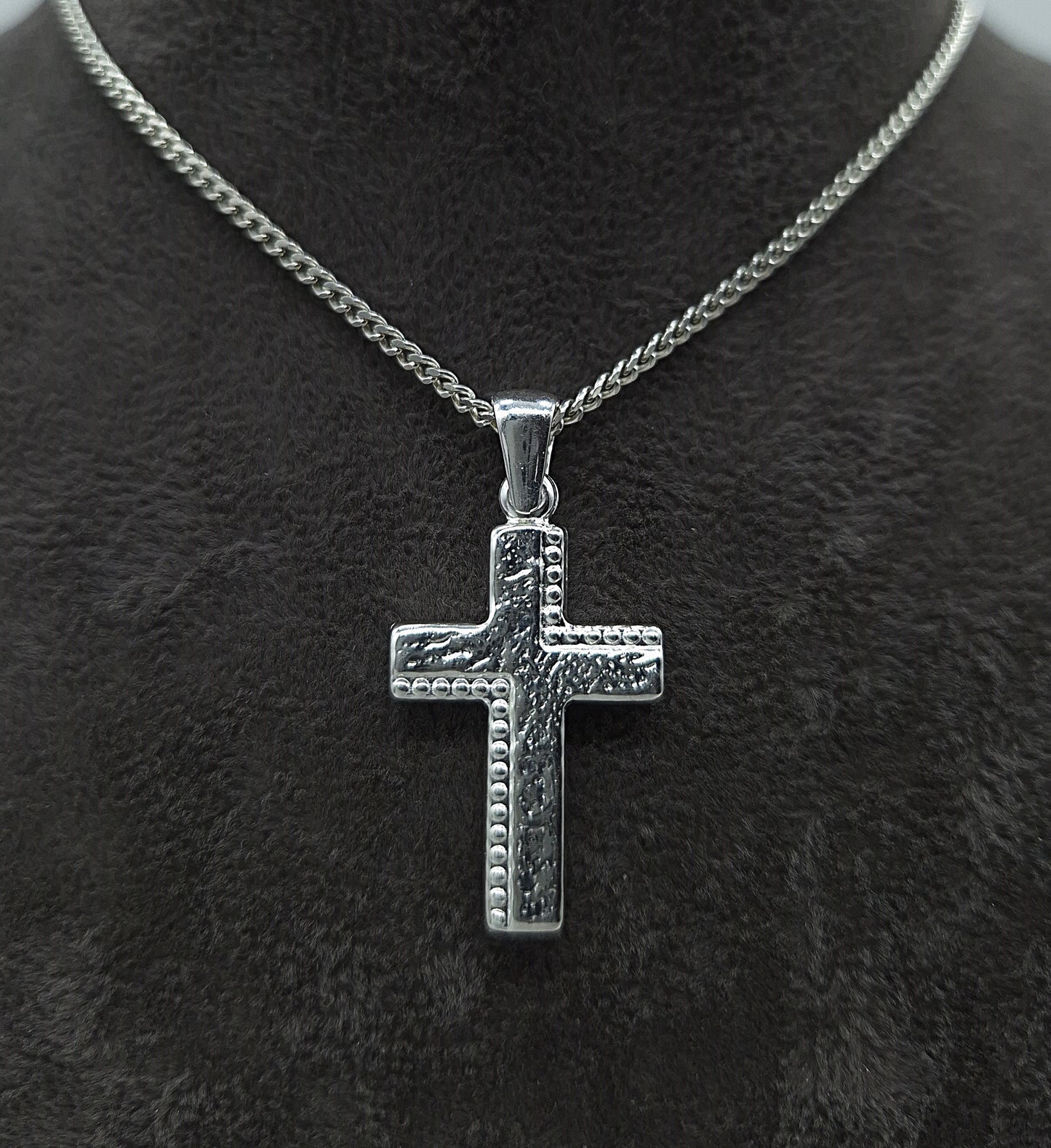 Silber Panzerkette 925 Wende-Kreuz Anhänger