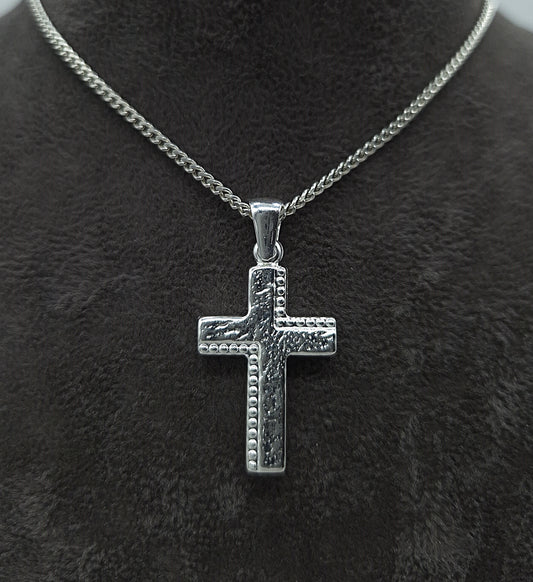 Silber Panzerkette 925 Wende-Kreuz Anhänger