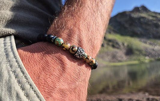 Nahle® 8mm Naturstein-Armband Onyx mit Dragoneye-Blume