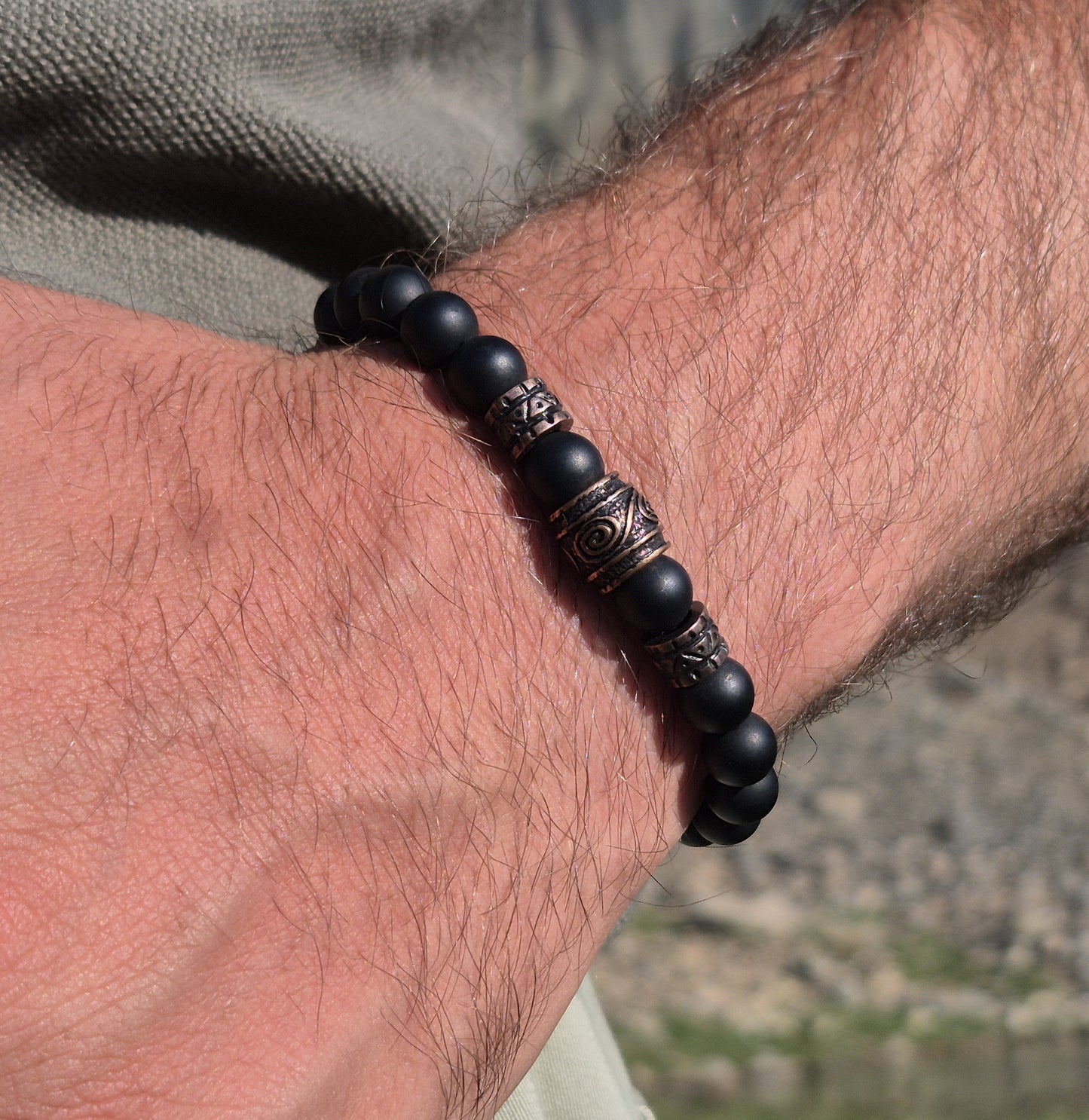 Nahle® 8mm Naturstein-Armband Onyx Wikinger