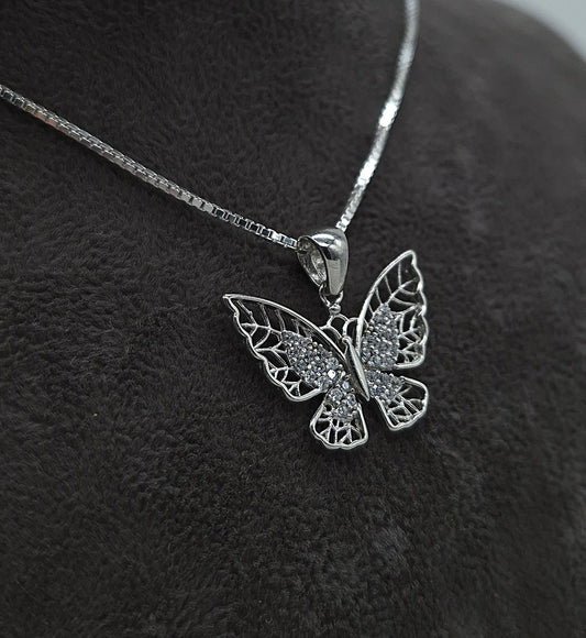 Silber Halskette 925 Schmetterling Anhänger
