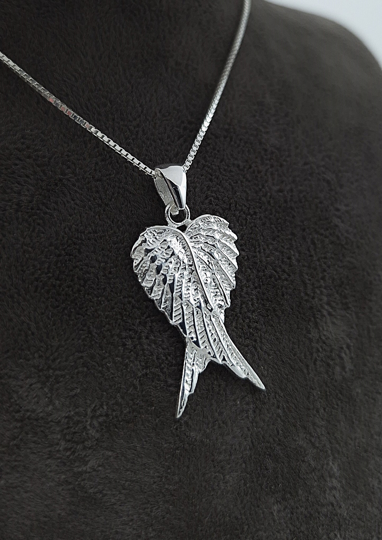 Silber Halskette 925 Engelsflügel Anhänger